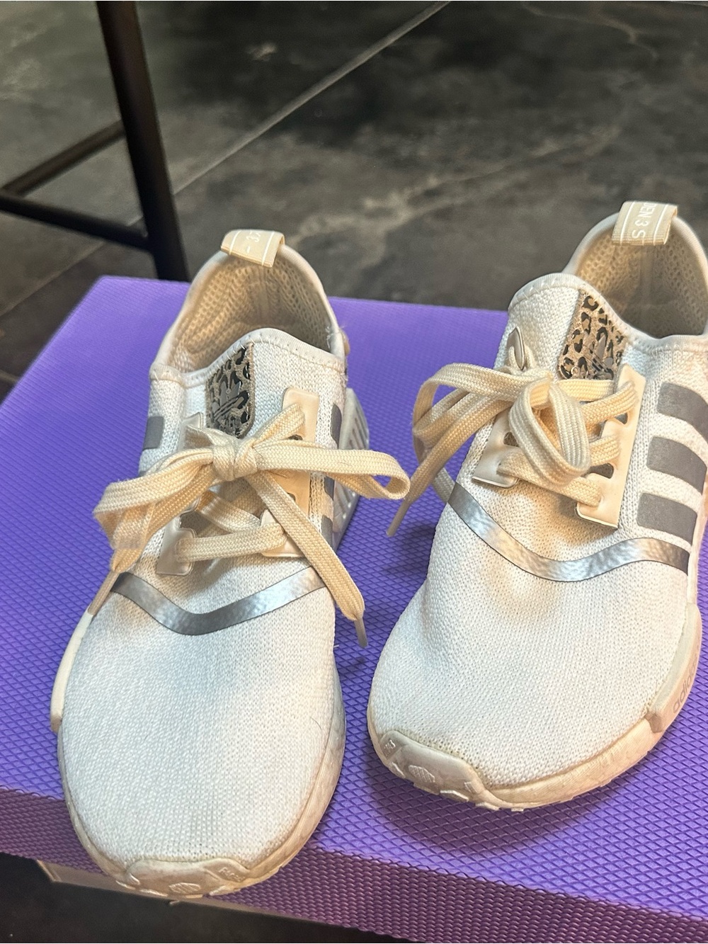 adidas NMD R1 Women's Cream and Silver Sneakers